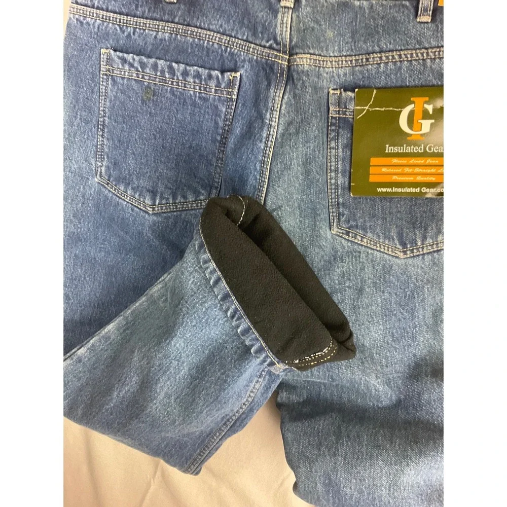 Insulated‎ Gear Mens Jeans 40x32 (fits 40x31) Blue Fleece Lined Denim Work Pants